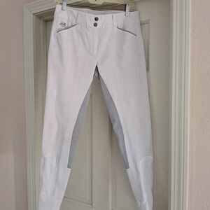 White Riding Breeches with Gray Accents